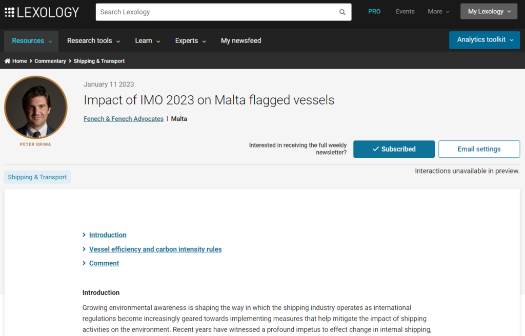 Impact of IMO 2023 on Malta flagged vessels